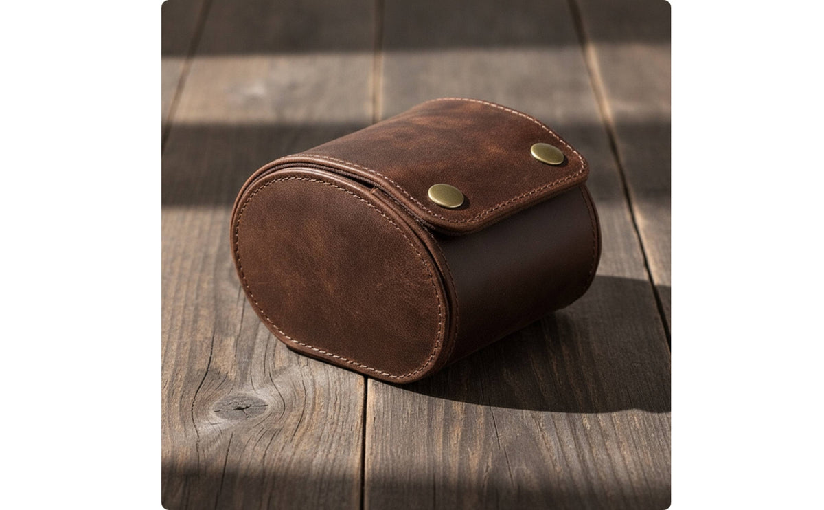 Vintage Watch Storage Box Portable Leather Watch Box Lightweight Organizer Single for Travelers