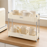 2-Tier Cup Holder Desktop Storage with Drainage Function Cups Mugs Teacups Storage for Kitchen Living Room