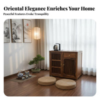 Wooden Tea Brewing Cabinet Chinese Design Living Room Furniture Space Saving Easy Assembly for Homeowners, Families, Home Office