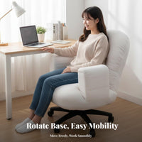 Upholstered Rotating Armchair Height Adjustable Task Chair Thick Padding Easy to Assemble for Students, Study Room
