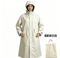 时尚风衣式雨衣轻薄透气纯色长袖拉链户外走路骑车防暴雨成人男女