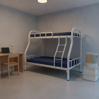 Metal Bunk Bed Space-Saving Bunk Bed with Guardrails Reinforced Furniture for Students, Teens, Dormitory, Shared Bedroom