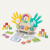 Multifunctional Wooden Math Board with Clock Creative Wooden Counting Board with Hands Safe Math Manipulatives Long-Lasting for Preschoolers, Teachers, Toddlers, Classroom