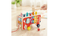 Natural Wood Pounding Bench with Xylophone Multicolor Elephant Activity Center Interactive Wooden Elephant Toy Colorful for Toddlers, Kids, Babies, Playroom, Nursery, Daycare