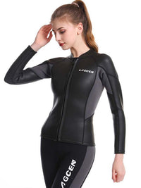 LAGCEN2.55MM保暖加厚长袖游泳衣女分体防晒潜水服水母衣冲浪套装
