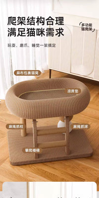 Sisal Cat Scratcher and Cat Bed Combo for Small Cats