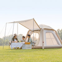 Sunsunscreen Inflatable Tent with Front Canopy Waterproof Inflatable Tent with Awning Wear-Resistant Shelter Windproof for Families