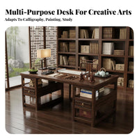Chinese design Calligraphy Table sturdy Wood Construction Chinese Calligraphy Desk Traditional Craftsmanship Household Furniture for Study Room, Library