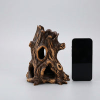 Ceramic Hideout Aquarium Caves and Hides, Vertical Hollow Tree Trunk Hideout for Aquatic Pets