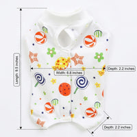 Dog Recovery Suit and Cat Recovery Suit, Polyester Post-Surgery Pet Clothing with Fasteners, Unisex Anti-Lick Post-Operative Pet Clothing Patterned