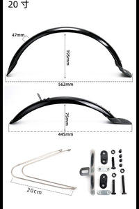 FMFXTRA 16/20 Inch Bicycle Fenders for 1.75-2.125 Tires Full Coverage Mudguard Rain Guard
