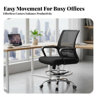 Drafting Chair with Foot Footrest 360-Degree Swivel for Reception Desk
