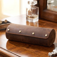 Vintage Watch Roll with Three Slots Distressed Watch Travel Case Compact Portable for Travelers
