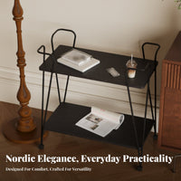 2-Tier Rolling End Table Sturdy Serving Trolley Easy to Clean for Living Room