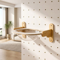 Cat Climbing Frame Activity Center with 7 Wooden Shelves and Bed, Wall Mounted Climbing Wall Furniture for Indoor Cats Sleeping and Play DIY