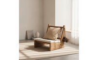 Floor Chair with Back Support Rustic Low Lounge Chair Reclined Seat for Reading Corner