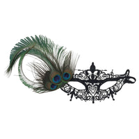 Venetian Masquerade Mask with Feather Black Lace Masquerade Mask Elastic Comfortable for Women, Photo Session