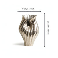 Decorative Vase Silver Tabletop Vase Textured Ornament for Dining Table