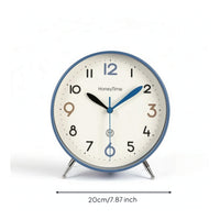 Large Arabic Numerals Desktop Analog Clock Dot Minute Markers Round Desk Clock Tabletop Stand Easy to Read Metal Rim