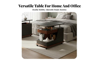 Adjustable Sofa Side Table With Wheels Rolling Side Table Multi-Functional Mobile Bedside Cabinet for Remote Workers, Homeowners, Bedroom, Home Office