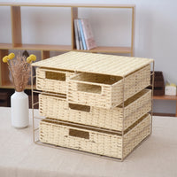 Decorative Woven Drawer Organizer Sturdy Desktop Organizer with Baskets Long-Lasting Chest of Drawers Multi-Functional for Closet Shelves