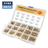 330-Piece Brass Knurled Insert Nut Assortment M2-M5 in Box