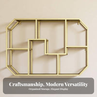 Wall-Mounted Display Shelf Nordic design Wire Frame Floating Shelf Space-Saving Sturdy for Decor fans, Homeowners, Bedroom