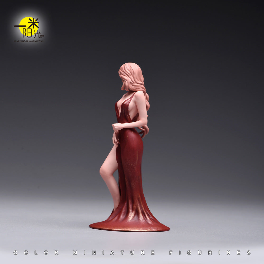 VM 1/18/24 Long Hair Dress Beauty Painted Miniature Figure