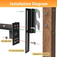 Heavy Duty Hook Plate Adapter Headboard Mounting Kit for Bed Frames, Black