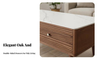 Coffee Table with Drawers and Shelf Long-Lasting Sturdy Rectangular Coffee Table with Drawers Heat Resistant Easy to Clean