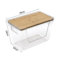 2 Pieces Clear Storage Box Space-Saving Wooden Lid Storage Box Easy to Clean