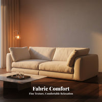 Three-Seater cushioned Settee Removable and cleanable Cover Sofa French Cream Aesthetic Living Room Seating for Families, Young Adults, Lounge Area, Office