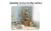 Cat House Multi-level Climbing Structure Scratching Posts Pet Condo Toys Durable Wood Construction Play Center Suitable for Living Room Bedroom