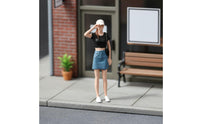 1:64 Scale Girl Figure Realistic Design 1/64 Scale Female Figurine Collectible Denim Skirt Girl Model for Hobbyists