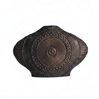 Geometric-Patterned Style Vase Distressed Vintage Decorative Vase Embossed Tabletop Ornament for Dried Flowers, Entryway, Shelves