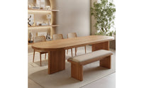 Natural Grain Dining Table with Pedestal Base Sturdy Oval Dining Table Modern Furniture Minimalist for Study