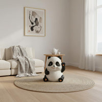 Cute Panda Statue Couple Design Waving Panda Figurine Hand-Painted for Bookshelf
