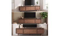 TV Cabinet with Doors Low-Profile TV Stand Wooden Media Console for Living Room
