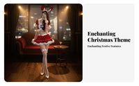 7 Pieces Christmas Bunny Girl Costume Faux Trim Themed Apparel for Nightclub