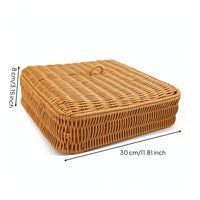 Compartmented Basket Handwoven Organizer Rattan-Look for Dining Table