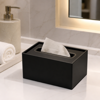 Acrylic Amenity Tray For Hotel Guest Rooms 24x12x6cm Black Small Item Storage Bathroom Counter Organization