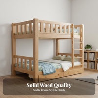 Solid Wood Bunk Bed Space-Saving Design Kids Bunk Bed with Ladder High Guardrail Bedroom Furniture for Students, Families, Dormitory, Dorm Room