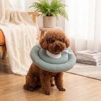 Soft Textile Padded Pet Cone for Canine and Feline Recovery, Polyester Donut with Drawstring, All Seasons Unisex Anti Bite Lick After Surgery Pet