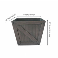 Square Faux Wood Planter Large Size Square Plastic Flower Pot Rustic Design