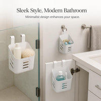 Wall-Mounted Plastic Storage Basket for Kitchen & Bathroom, Hanging Organizer