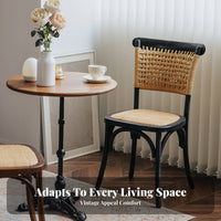 Woven Cord Side Chair French rural & design Woven rear Side Chair Farmhouse look Retro Design for Cafe Owners, Dining Room
