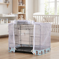 Pet Cage Cover with Ventilation Net Cover, Patterned Breathable Mesh Material Trim, Dustproof Cage Cover for Indoor Outdoor Use, Mesh Cover
