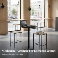 Industrial Aesthetic High Stool and Counter Table Combo Slate Tabletop Counter Dining Table with Stools Upholstered Seat Bar Height Furniture Long-Lasting Construction for Restaurant Managers, Interior Designers, Adults, Nightclub, Lounge, Small Areas