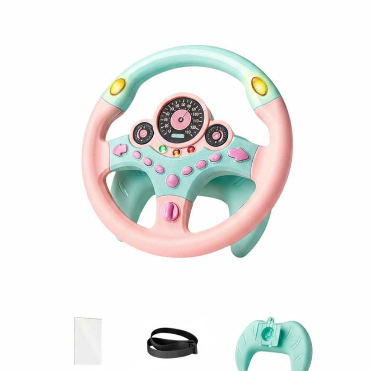 Sound and Light Effects Toy Steering Wheel Multi-Function Kids Interactive Driving Toy for Toddlers, Car Travel