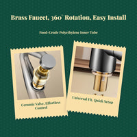 Brass pull-down faucet with sprayer
